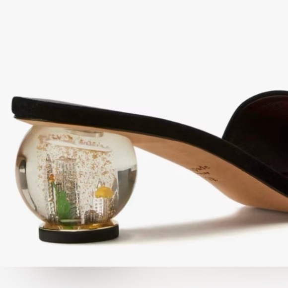 Kate Spade Black Suede Polished NYC Snow Globe Slide Sandals *Minor Flaws* - Picture 3 of 13